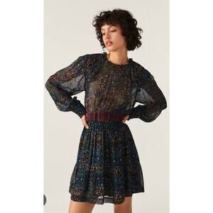 ba&sh Presley Blue Floral Mini Dress Size 2/Medium, NWT